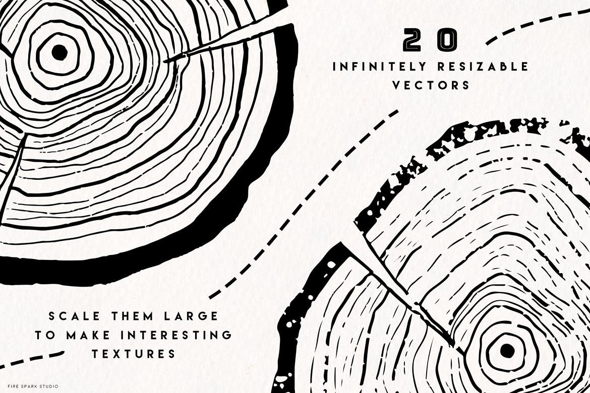 裂纹年轮树轮矢量插画素材 Timber Vector Tree Ring Illustrations