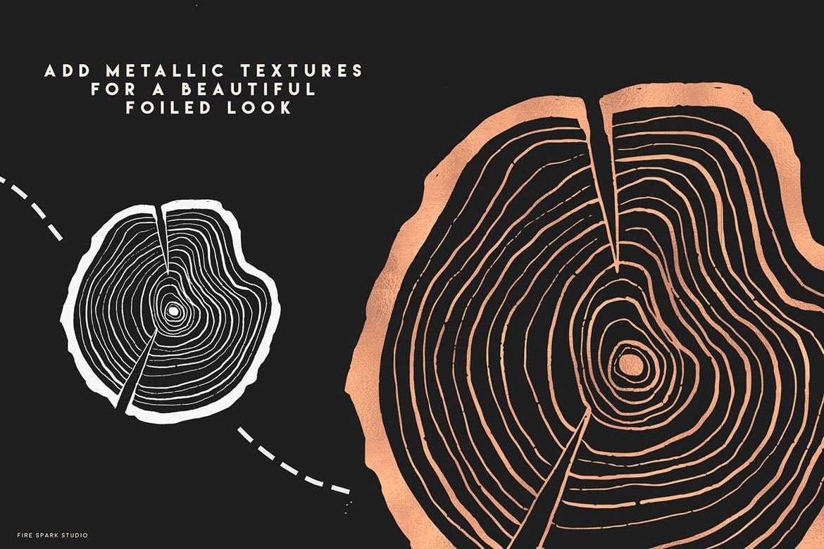 裂纹年轮树轮矢量插画素材 Timber Vector Tree Ring Illustrations