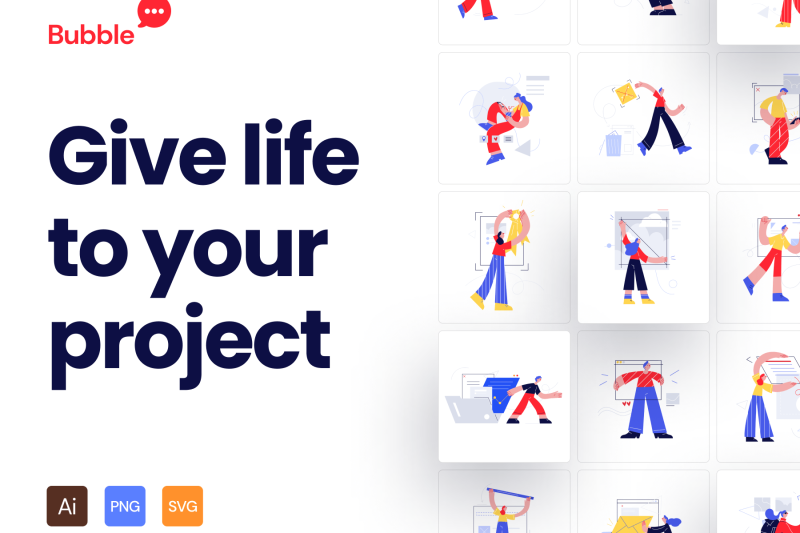 IT工作场景彩色人物插画矢量素材 Bubble Illustrations