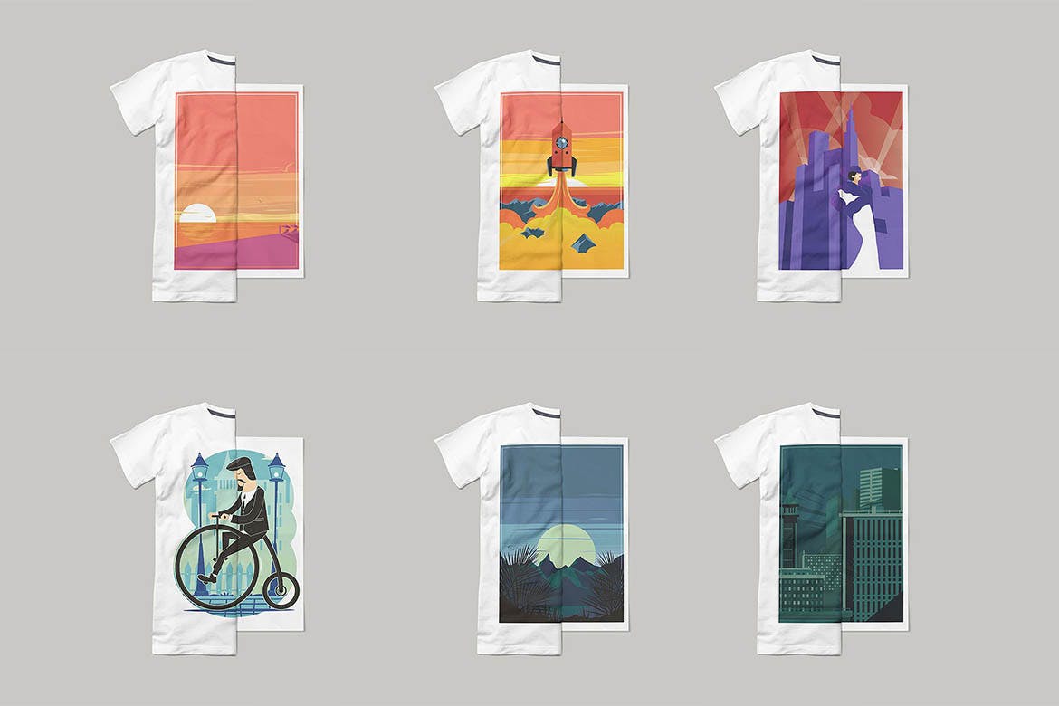 创意海报T恤图案设计矢量插画素材 Creative poster t-shirt designs