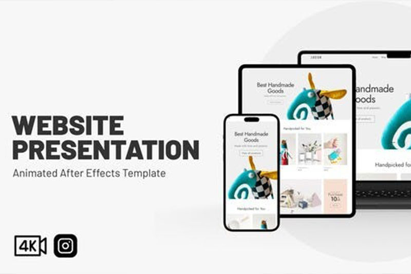 AE模板-4K三维网站页面样机演示动画模板 Website Mockup Promo
