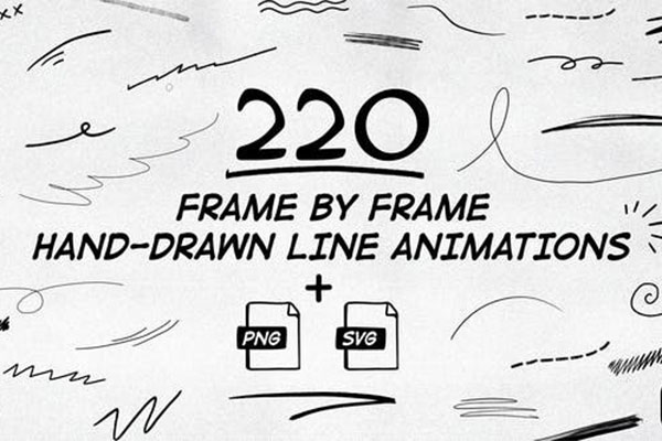 AE/PR模板-220组手绘逐帧线条动画模板 Frame By Frame Animated Lines