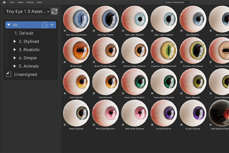 Blender插件-程序化眼睛虹膜瞳孔预设 Tiny Eye v1.3.0