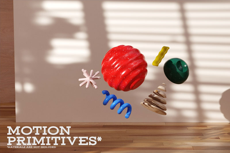 Blender插件-40组几何图形装饰螺旋锥形杯子模型 Motion Primitives Addon