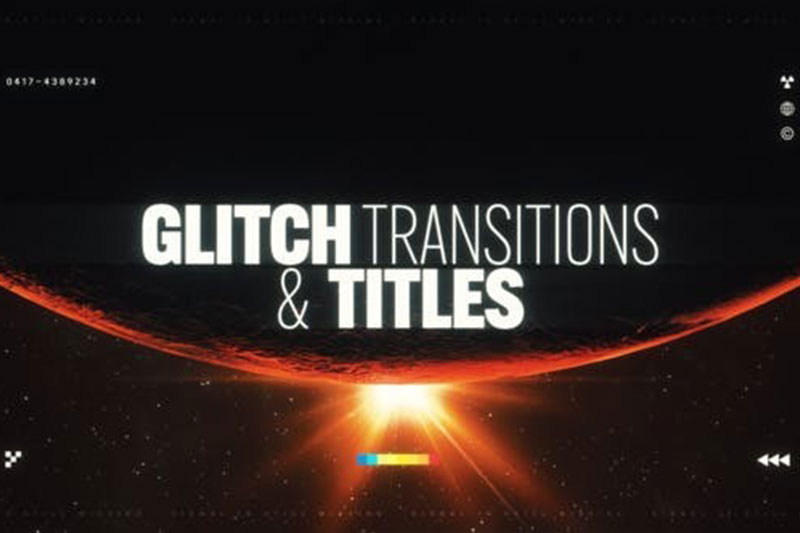 AE/PR脚本-200组数字故障干扰转场和文字标题动画预设 Glitch Transitions & Titles