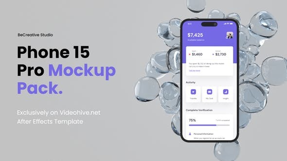 AE模板-iPhone 15 Pro苹果样机展示动画 iPhone 15 Pro Mockup