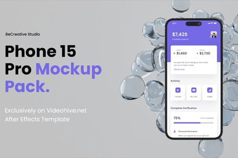 AE模板-iPhone 15 Pro苹果样机展示动画 iPhone 15 Pro Mockup