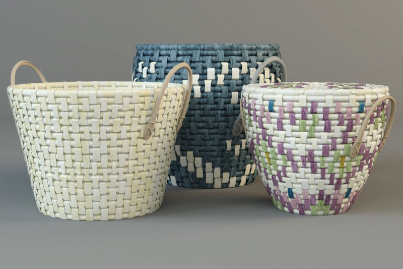 编织收纳篮模型C4D模型下载