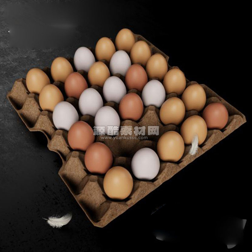 C4D模型-鸡蛋模型鸡蛋盒模型C4D模型下载