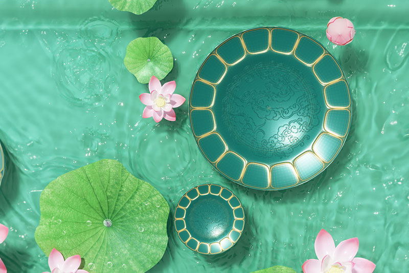 C4D工程-荷叶荷花中国风场景渲染工程荷叶荷花模型