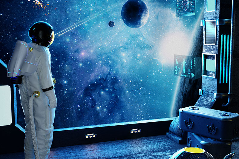 C4D工程-太空宇宙宇航员场景渲染工程宇航员模型