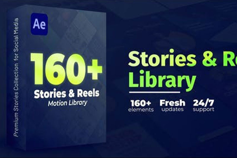 AE模板-160组时尚INS风格竖屏文字视频包装动画模板 Instagram Stories