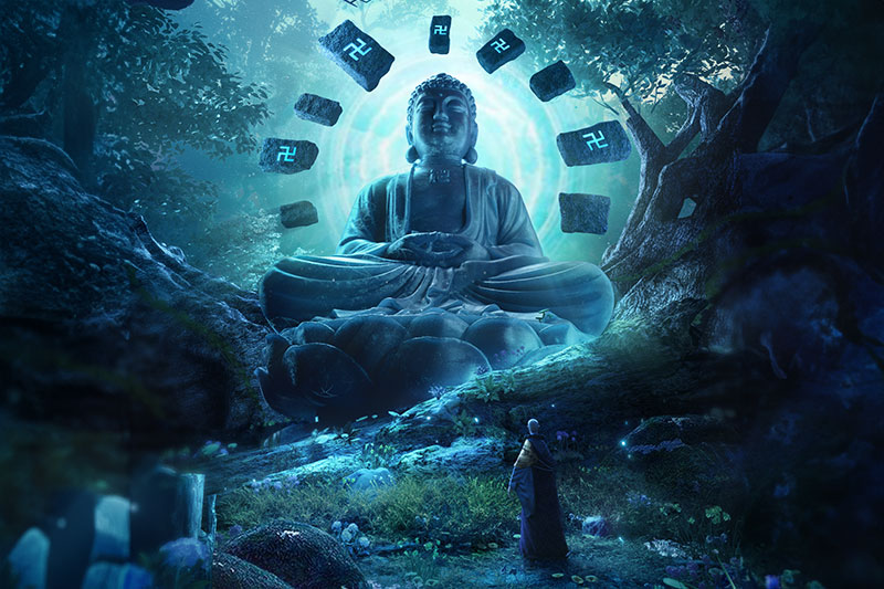 C4D工程-佛祖大佛雕像场景渲染工程和尚模型佛像雕像C4D模型下载