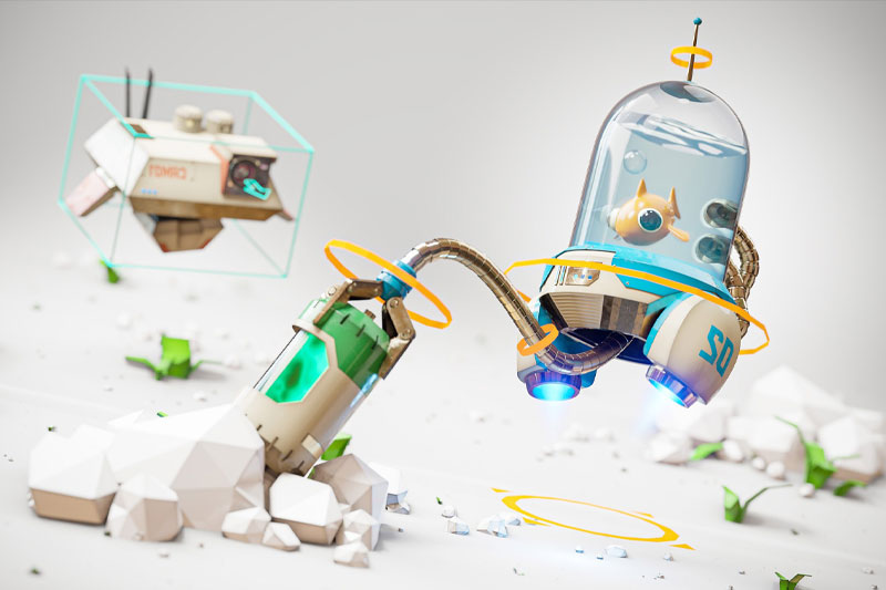 Blender教程-机器人硬面建模材质绑定动画渲染教程（中文字幕） CG Boost – Robotic Planet