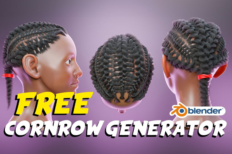 Blender预设-程序化脏辫发型生成器 Procedural Cornrow Hair Generator + 使用教程