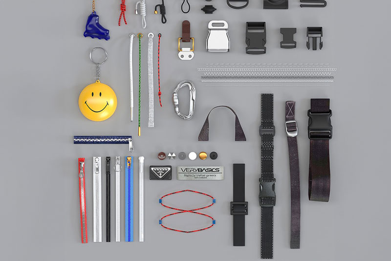 C4D模型-服饰配件拉链模型卡扣钥匙扣鞋带C4D模型下载