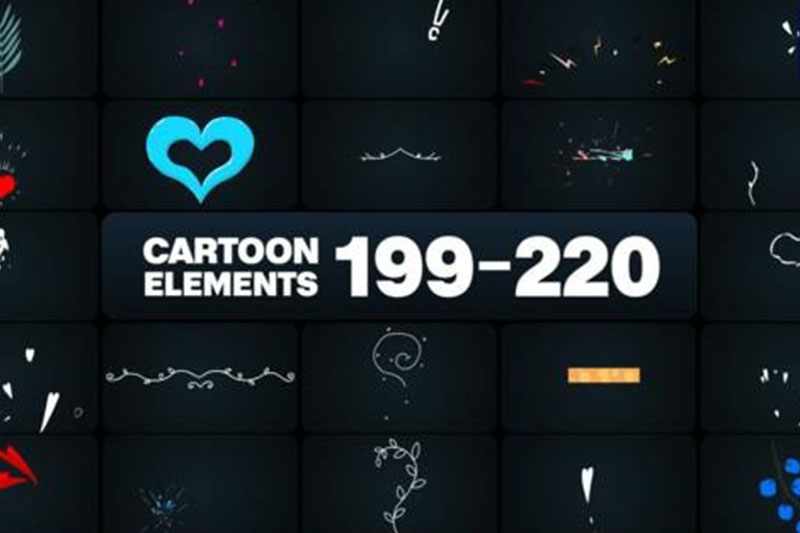 AE模板-创意有趣2D卡通爱心图形动画元素(含原版音乐) Cartoon Elements