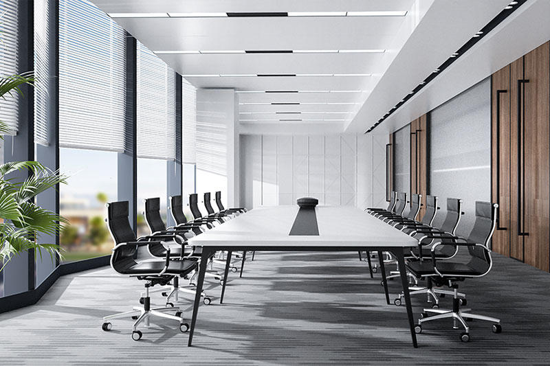 C4D工程-现代简约风会议室场景渲染工程办公桌C4D模型下载