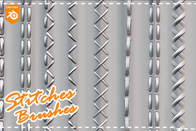 Blender预设-编织物缝合纹理资产预设 Stitches Fabric Brushes