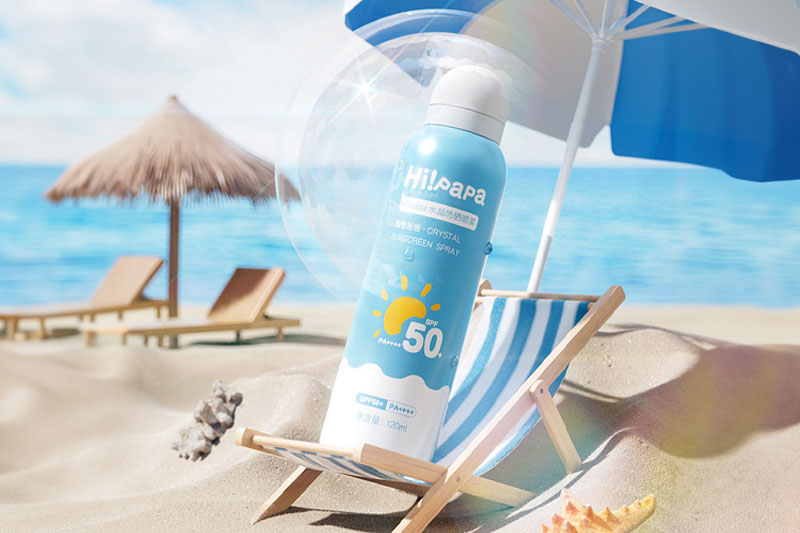 C4D工程-防晒喷雾场景渲染工程沙滩场景模型防嗮喷雾C4D模型下载