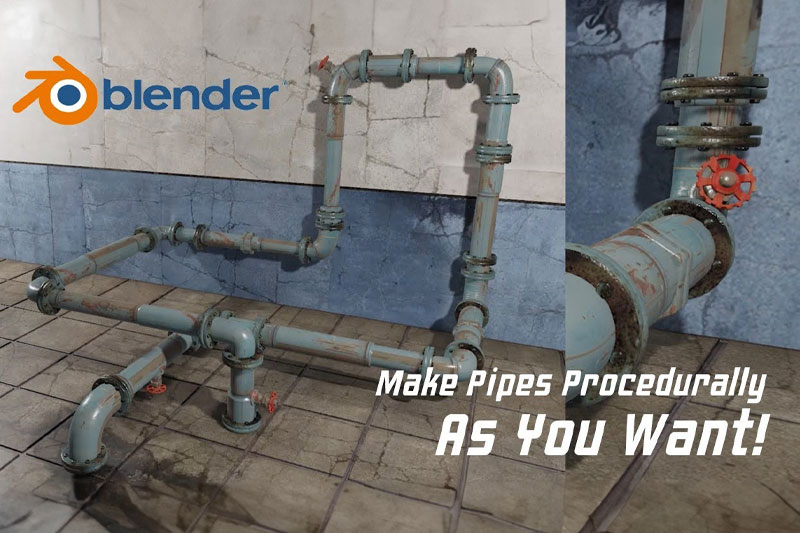 Blender预设-几何节点三维管道生成工具 Geometry Nodes Pipes v1.1