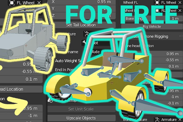 Blender插件-汽车模型绑定工具 Unreal Engine 4 Vehicle Rigging Addon 0.6.2