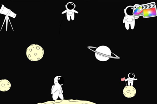 FCPX插件-有趣卡通太空宇航员星球贴纸动画 Cartoon Space Animations