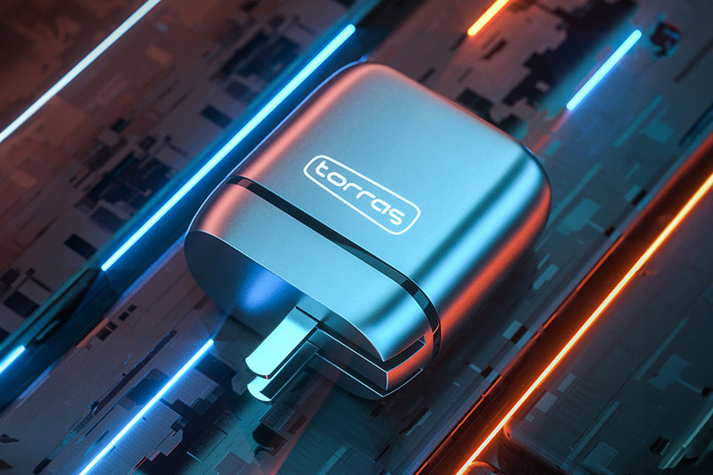 C4D工程-图拉斯手机充电器场景渲染工程产品场景充电器头C4D模型下载