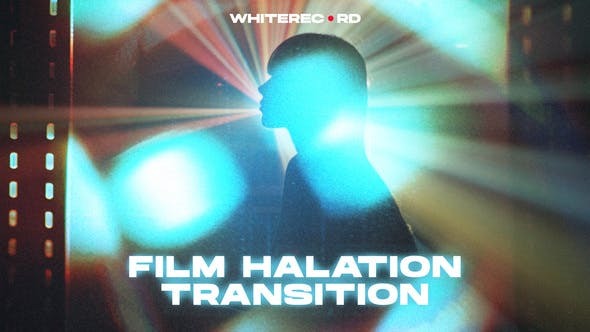 PR模板-15种复古电影胶片漏光耀斑光效转场预设（含背景音乐） Film Halation Transitions