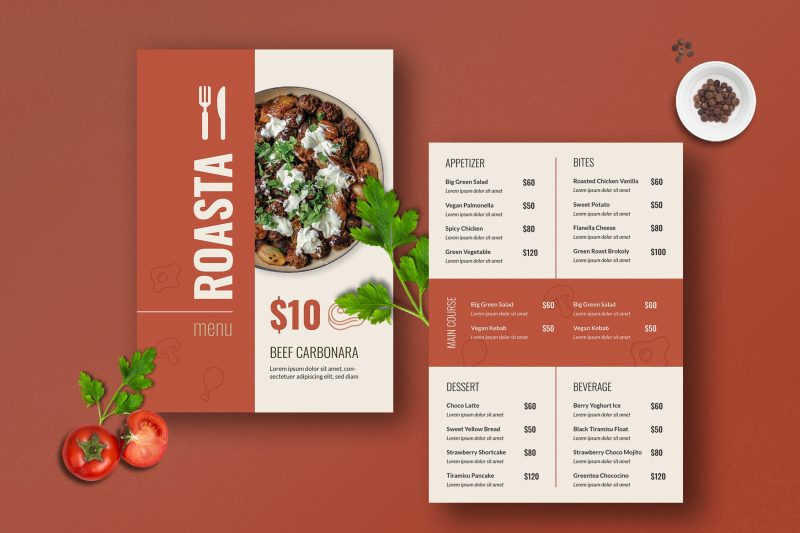 餐厅美食菜单排版设计素材 Restaurant Menu Template