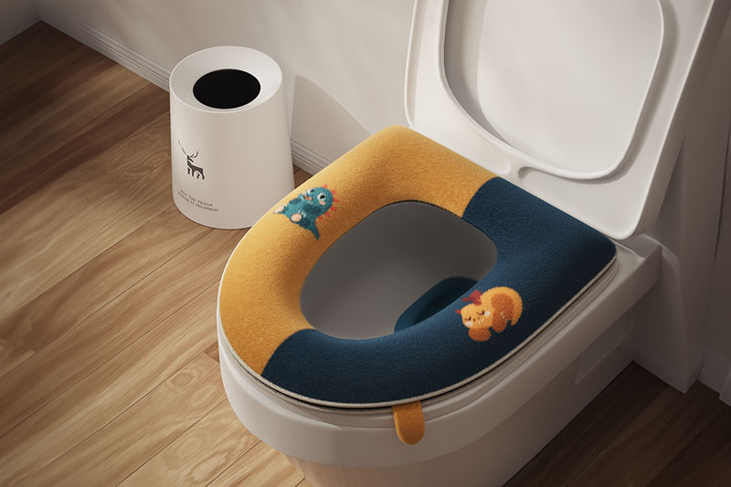 C4D工程-马桶垫毛绒坐垫产品场景渲染工程马桶模型C4D模型下载