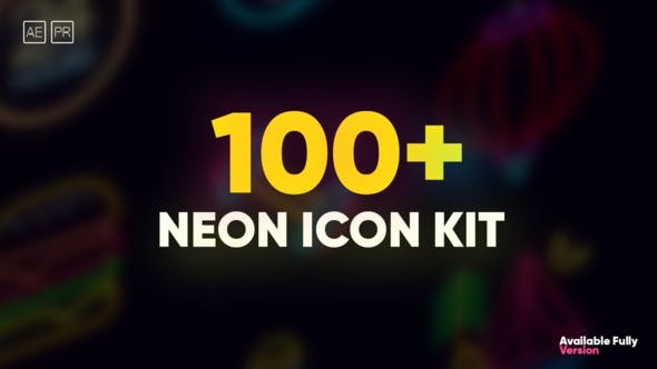 AE/PR脚本-100组霓虹灯图标动画素材 Neon Icon Set