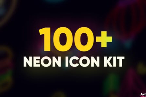 AE/PR脚本-100组霓虹灯图标动画素材 Neon Icon Set