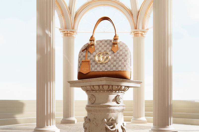 C4D工程-Gucci包包场景渲染工程包包模型欧式殿堂建筑C4D模型下载