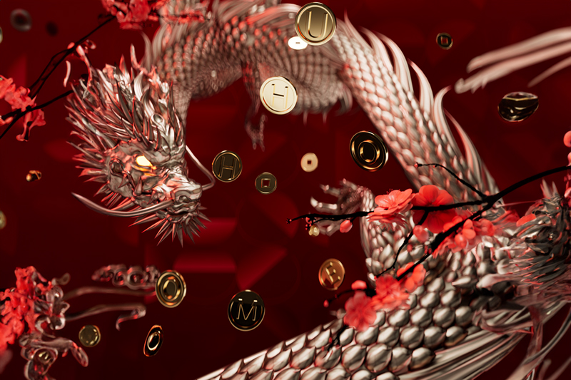 C4D工程-新年神龙春节场景渲染工程神龙模型灯笼模型C4D模型下载