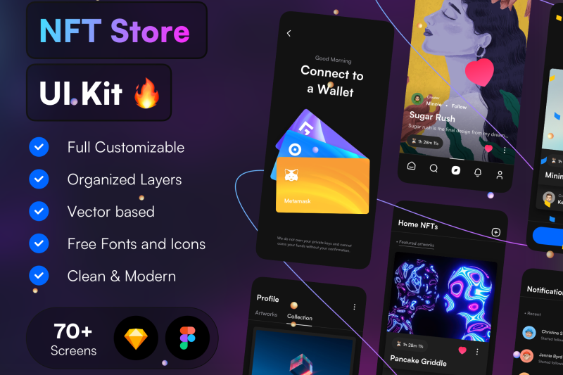 NFT市场平台App应用UI套件素材 NFT Store UI Kit