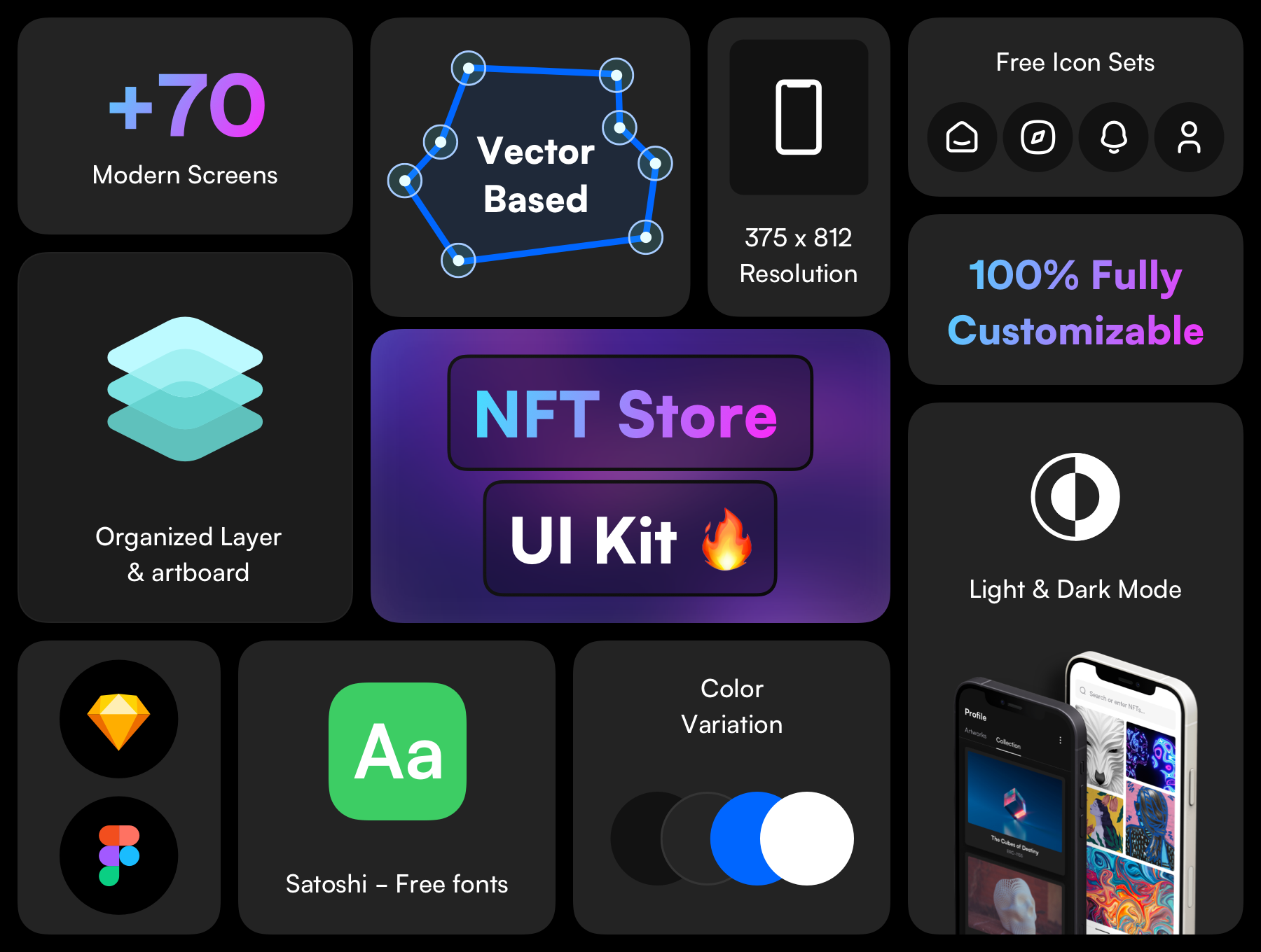 NFT市场平台App应用UI套件素材