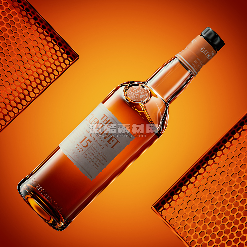 C4D工程-威士忌酒瓶场景渲染工程产品场景模型酒瓶C4D模型下载