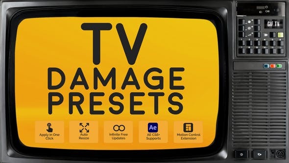 AE脚本-10种老电视故障干扰损坏效果预设 TV Damage Presets