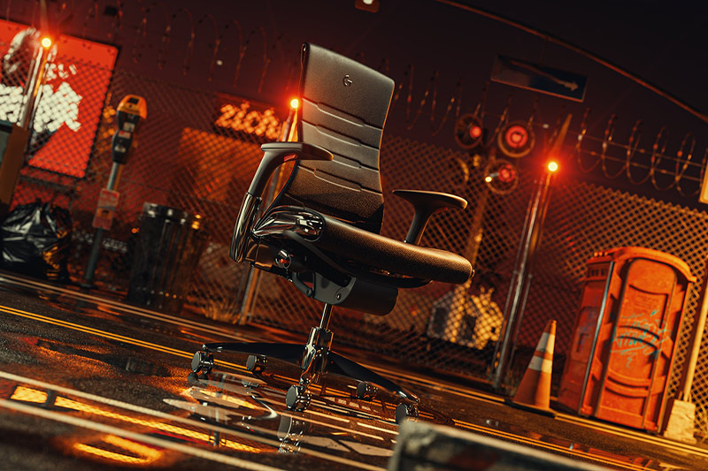 C4D工程-电竞椅街道场景渲染工程电竞椅模型街道场景C4D模型下载