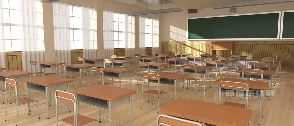 C4D工程-日系风格教室场景渲染工程教室模型C4D模型下载