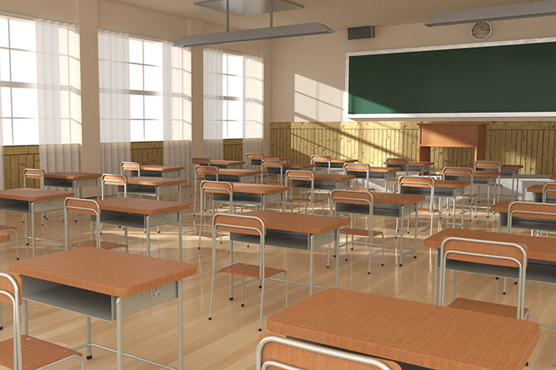 C4D工程-日系风格教室场景渲染工程教室模型C4D模型下载