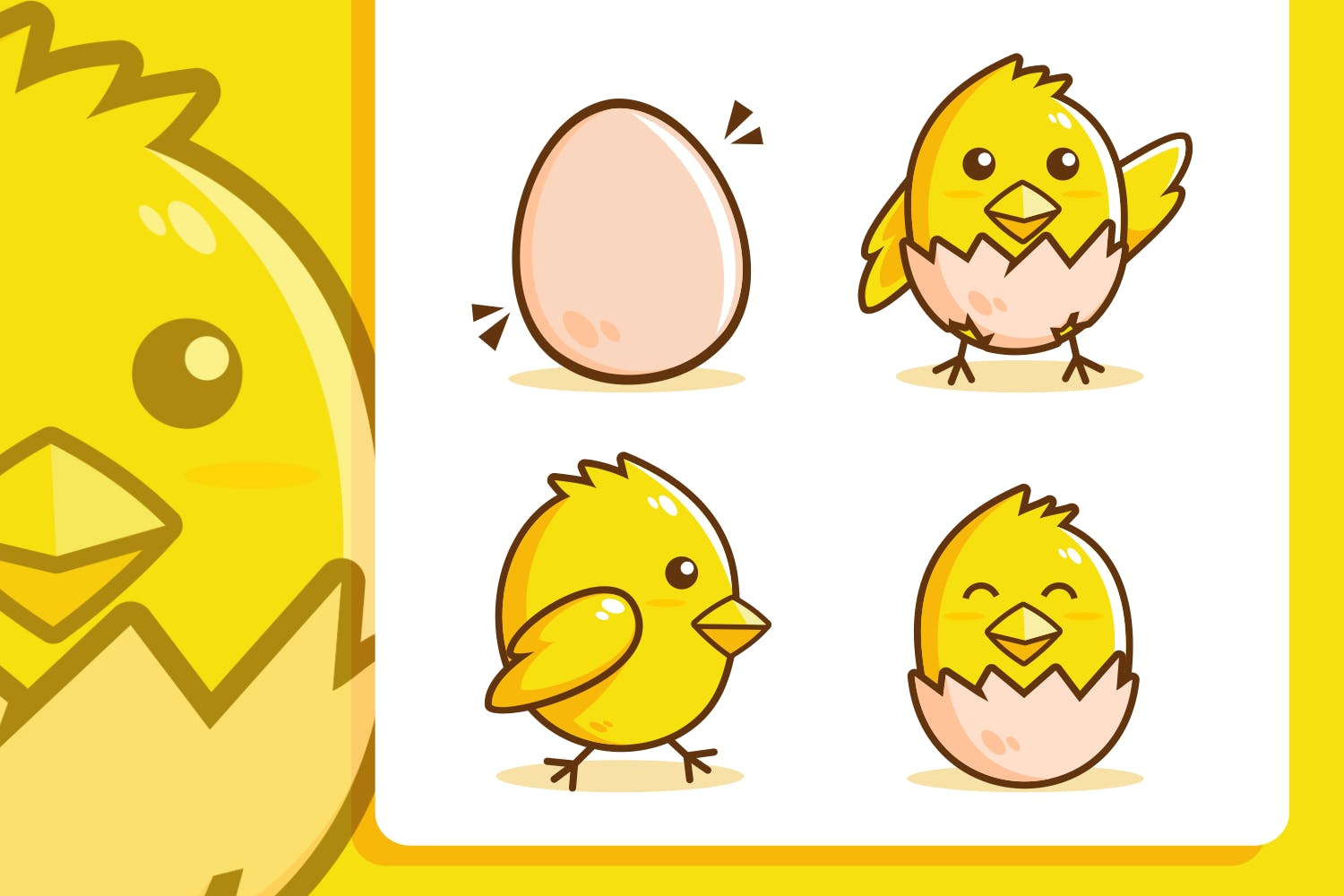 可爱的小鸡孵化卡通矢量插画素材集合 cute Chick hatch cartoon collection