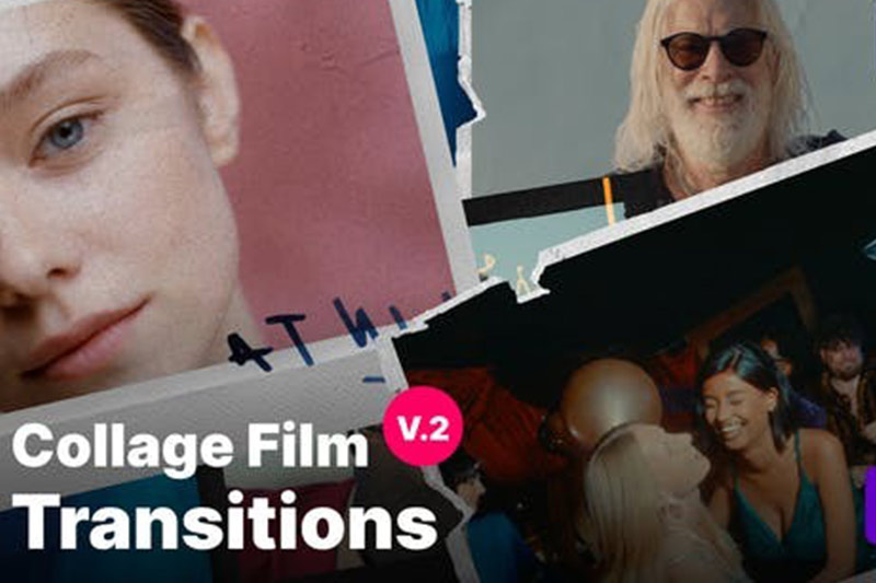 PR模板-10种复古电影胶片拼贴视频无缝转场预设 Film Collage Transitions v2