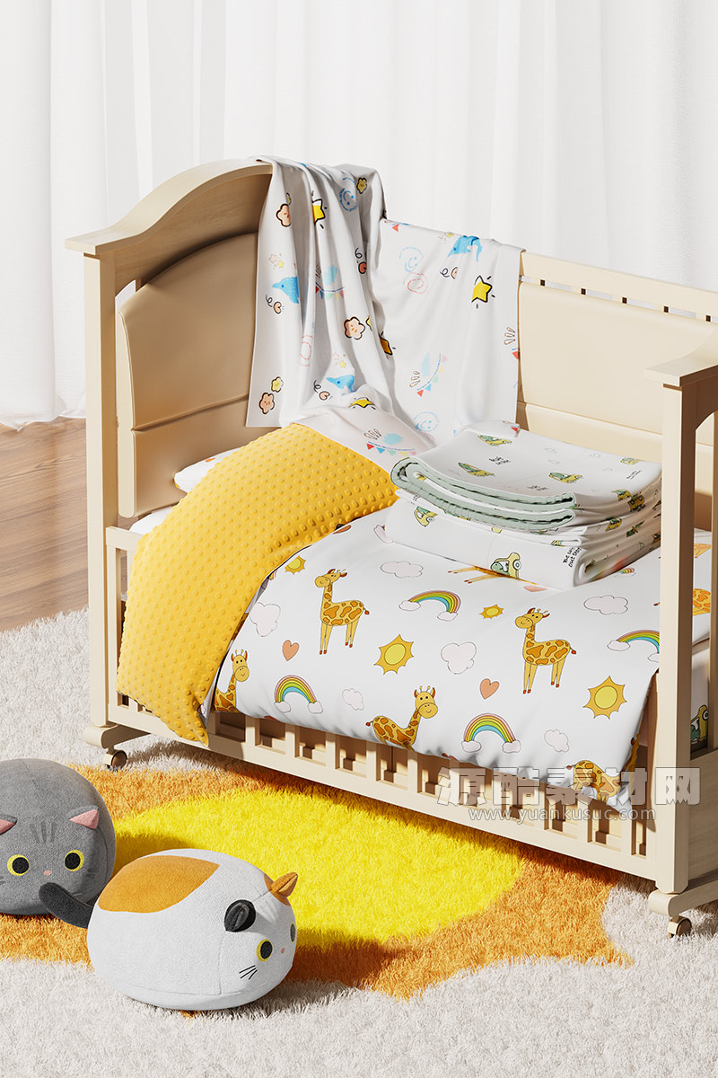 C4D工程-儿童床场景渲染工程卧室场景模型儿童床C4D模型下载
