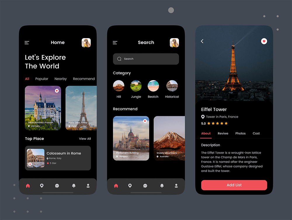 旅行App移动应用程序UI套件