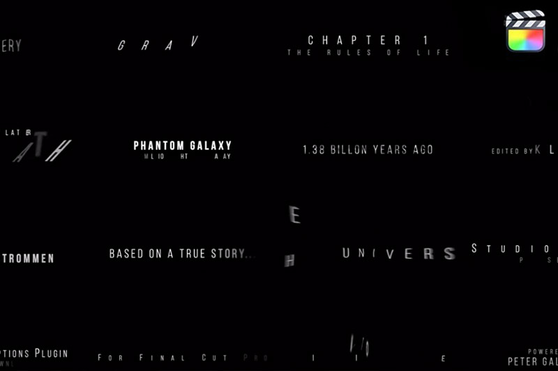 FCPX插件-16种简约现代电影预告片文字标题动画预设 Cinematic Titles V3