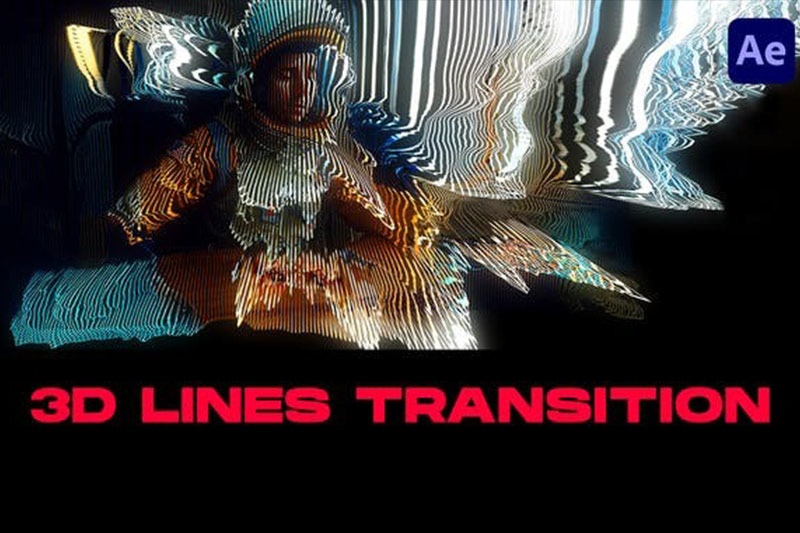 AE模板-创意数字故障线条3D翻转扭曲过渡转场预设 3D Lines Transitions