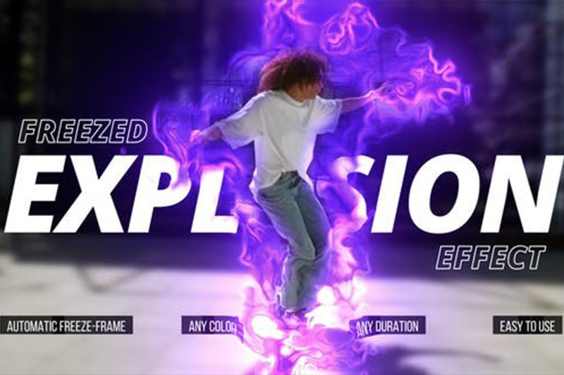 达芬奇插件-画面定格魔法火焰冲击波爆炸特效 Freezed Explosion Effect