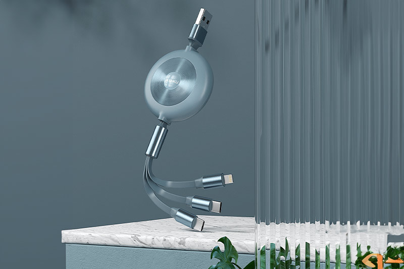 C4D工程-三拖一带收纳充电线场景渲染工程数据线模型C4D模型